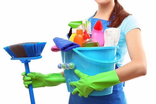 Technician applying safe cleaning products to an oven interior